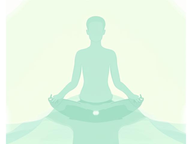 Image of a person doing deep breathing exercises with abstract stress release graphics