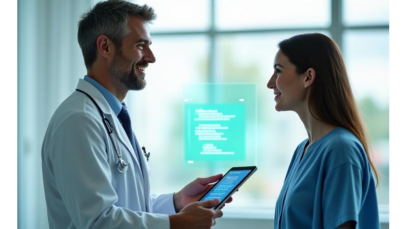 A healthcare professional gently advising a patient, emphasizing a clear boundary between general wellness information and clinical medical care.